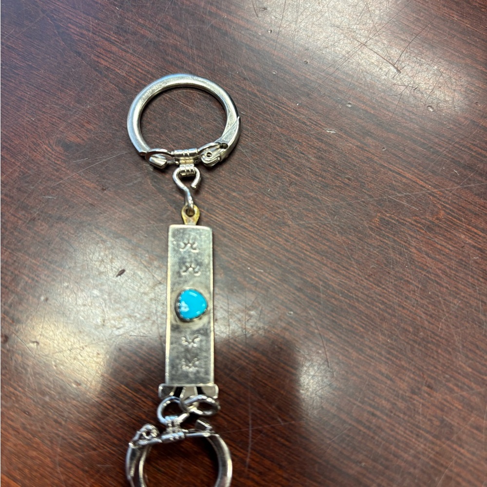 Silver Keychain with Turquoise Accent